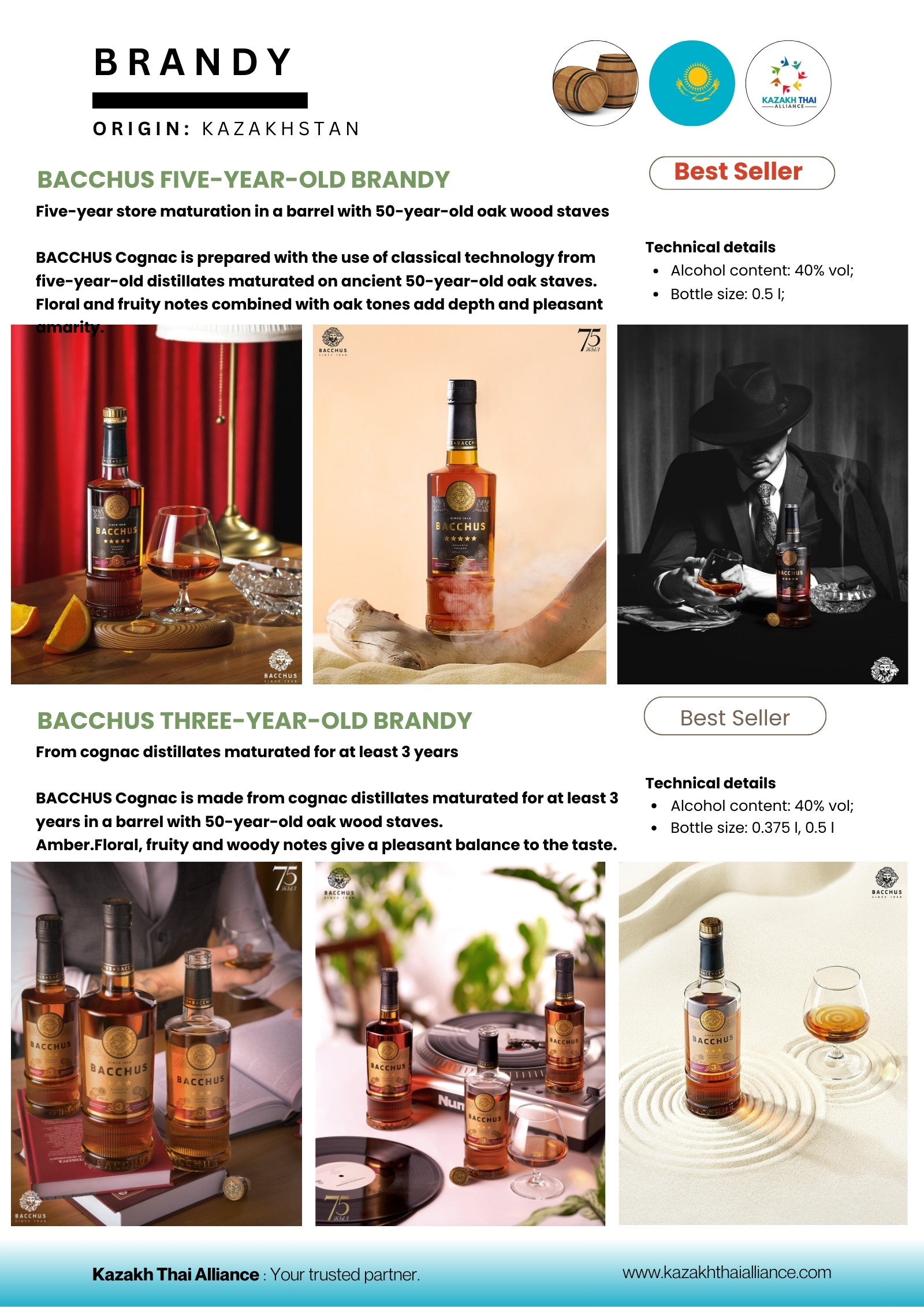 Bacchus Premium Brandy bottles