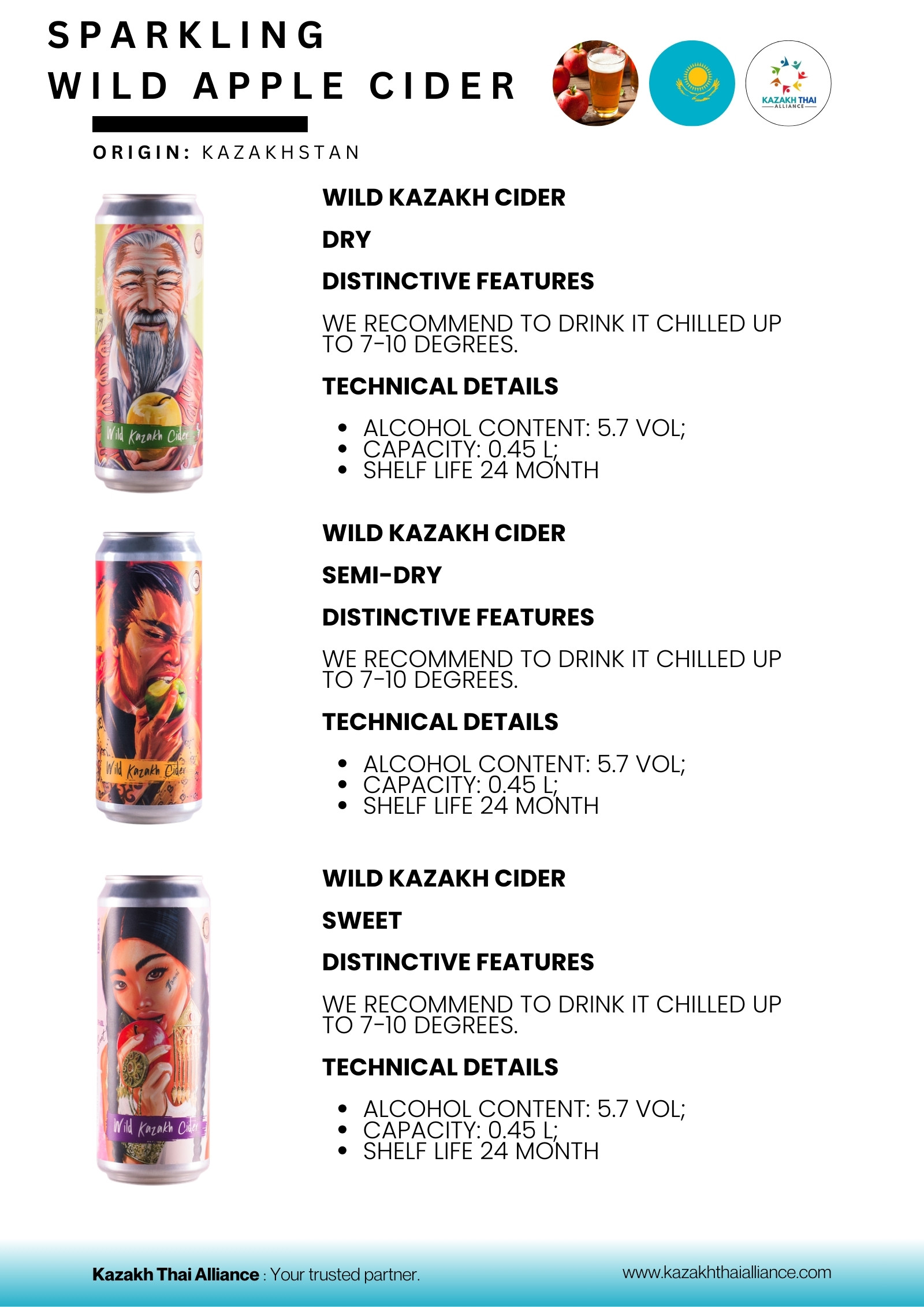 Wild Kazakh Cider — Dry, Semi-Dry, Sweet